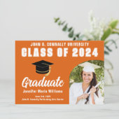 Oranje White Afstuderen 2023 Graduation Party Aankondiging (Staand voorkant)