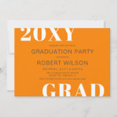Oranje White Bold Typography Graduation Party Kaart (Voorkant)