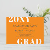 Oranje White Bold Typography Graduation Party Kaart (Staand voorkant)