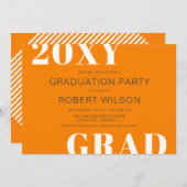 Oranje White Bold Typography Graduation Party Kaart (Voorkant / Achterkant)