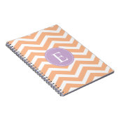 Oranje White Chevron Paars Monogram Notitieboek (Rechterzijde)