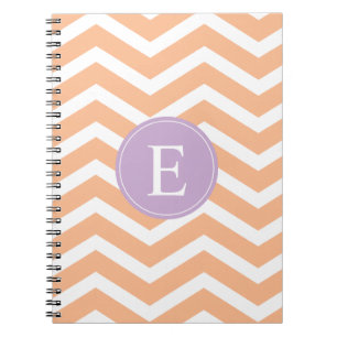 Oranje White Chevron Paars Monogram Notitieboek