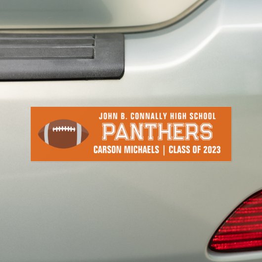 Oranje White Custom School Football Team Player Bumpersticker (Op auto)