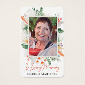 Oranje White Floral Photo Funeral Prayer Cards Visitekaartje (Voorkant)