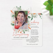 Oranje White Floral Photo Funeral Prayer Cards Visitekaartje (Bureau)