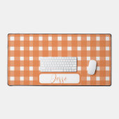 Oranje White Gingham Pattern Bureaumat (Keyboard & Muis)