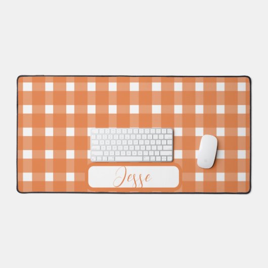 Oranje White Gingham Pattern Bureaumat (Keyboard & Muis)