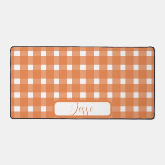 Oranje White Gingham Pattern Bureaumat (Voorkant)