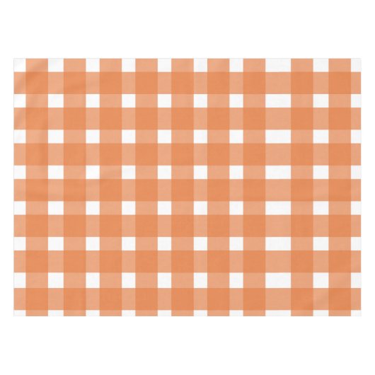 Oranje White Gingham Pattern Tafelkleed (Voorkant (Horizontaal))