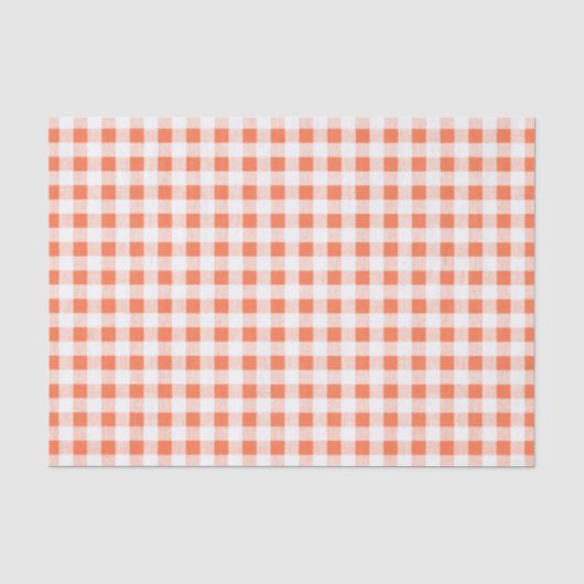 Oranje White Gingham Pattern Tissuepapier (Voorkant)