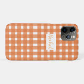 Oranje White Gingham Personalized Case-Mate iPhone Case (Achterkant (horizontaal))