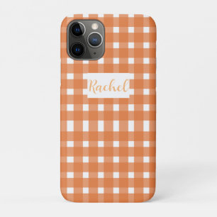 Oranje White Gingham Personalized Case-Mate iPhone Case
