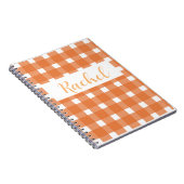 Oranje White Gingham Personalized Notitieboek (Rechterzijde)