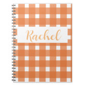 Oranje White Gingham Personalized Notitieboek (Voorkant)