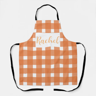 Oranje White Gingham Personalized Schort