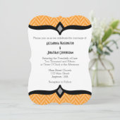 Oranje White Herringbone Wedding Invitation Kaart (Staand voorkant)