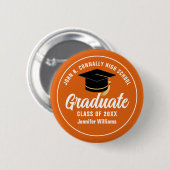 Oranje White High School Afstuderen Label Aangepas Ronde Button 5,7 Cm (Voorkant /achterkant)