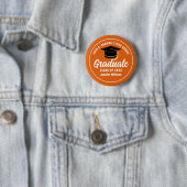 Oranje White High School Afstuderen Label Aangepas Ronde Button 5,7 Cm (In situ)