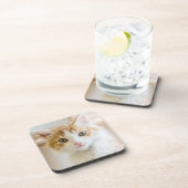 Oranje & White Kitten Drankjes Onderzetter (Rechterzijde)