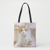 Oranje & White Kitten Tote Bag (Voorkant)