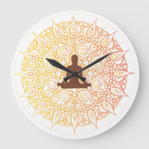 Oranje/White Oriental Yoga Design Grote Klok