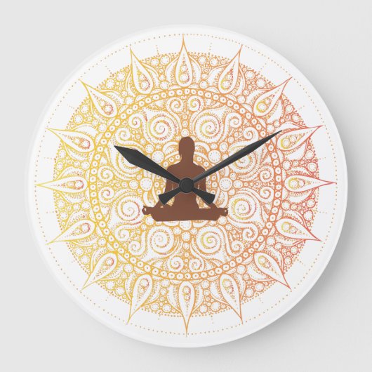  Oranje/White Oriental Yoga Design Grote Klok (Voorkant)