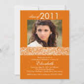 Oranje & White Photo Afstuderen Invitation Kaart (Voorkant)