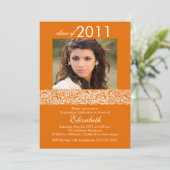 Oranje & White Photo Afstuderen Invitation Kaart (Staand voorkant)