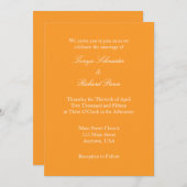 Oranje White Plain Simple Wedding Invitation Kaart (Voorkant / Achterkant)