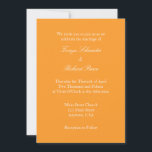 Oranje White Plain Simple Wedding Invitation Kaart<br><div class="desc">Papierproducten.</div>