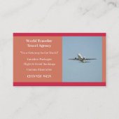 Oranje White Plane Agent Vliegtuigreisbureau Visitekaartje (Voorkant)