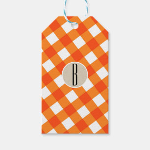Oranje White Pset Kraft Rustic Monogram Initiaal Cadeaulabel