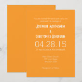 Oranje-White Simple Modern Wedding Invitation Kaart (Voorkant / Achterkant)