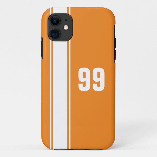 Oranje & White Stripe Jersey Genummerde iPhone Cas Case-Mate iPhone Case (Achterkant)