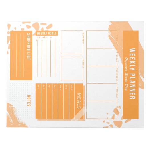 Oranje-White Weekly Planner Notitieblok (Voorkant)