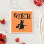 Oranje Wicked Flying Witch Halloween Servet (Insitu)