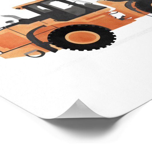 Oranje wiel lader bouwvoertuig decor poster (Hoek)