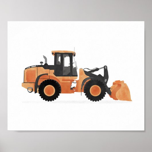 Oranje wiel lader bouwvoertuig decor poster (Voorkant)