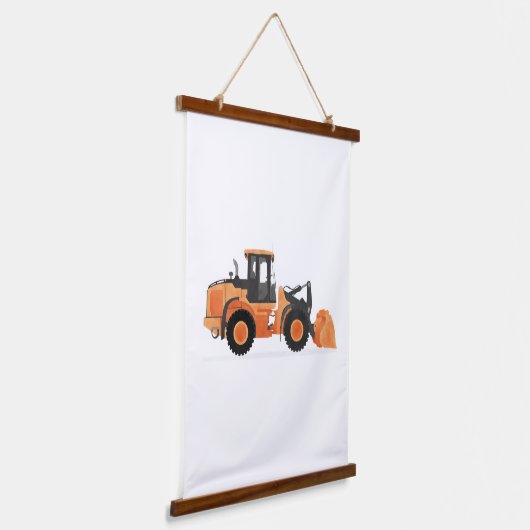 Oranje wiellader constructie voertuigdecor hangend wandkleed (Gebogen)