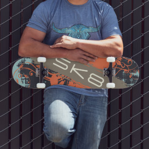 Oranje wijnstok met tekst SK8 Persoonlijk Skateboard