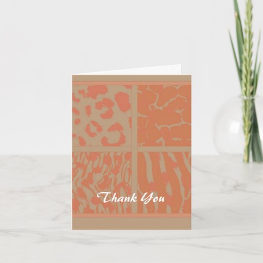 Oranje Wild Dier Patroon Dank U Bedankkaart (Voorkant)