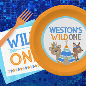 Oranje Wild One Woodland verjaardagsfeestje Borden Papieren Bordje