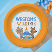 Oranje Wild One Woodland verjaardagsfeestje Borden Papieren Bordje