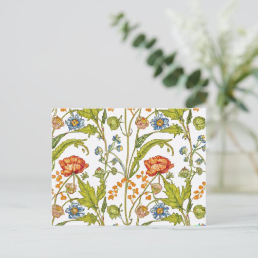 Oranje Wildbloemen Blauw en Witte Bloemen Nieuw Ad Briefkaart (Staand voorkant)