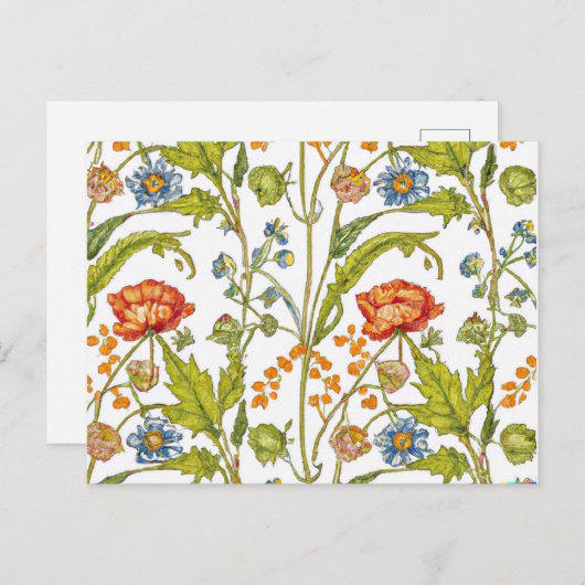 Oranje Wildbloemen Blauw en Witte Bloemen Nieuw Ad Briefkaart (Voorkant / Achterkant)