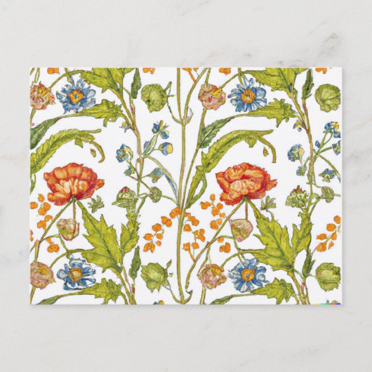 Oranje Wildbloemen Blauw en Witte Bloemen Nieuw Ad Briefkaart (Voorkant)