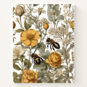 Oranje Wildbloemen met Bijen | Persoonlijke naam Notitieboek (Achterkant)