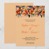 Oranje Wildbloemen Sinaasappel bruiloft Kaart (Voorkant / Achterkant)