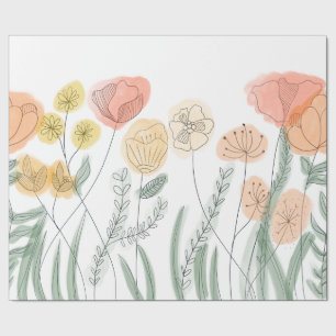 Oranje wilde bloemen cadeaupapier