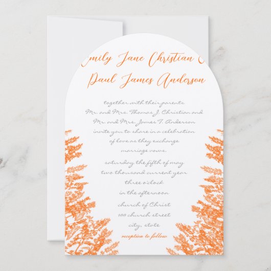 Oranje wilde bloemen en bijenbruiloft kaart (Voorkant)